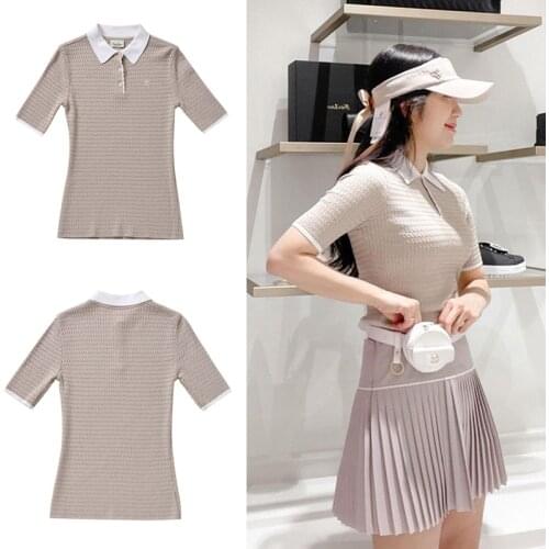 Golf girl knitwear summer knitwear womens short-sleeved shirt stretch fabric showing perfect figure