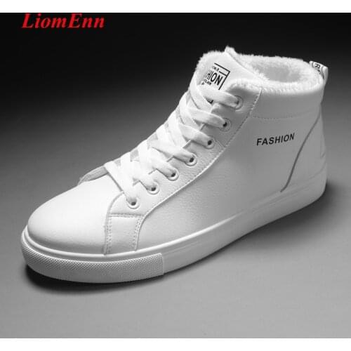 2020 New White High Top Winter Sneakers Women Boots Warm Fur Sport Platform Snow Shoes Woman Unisex basket femme Big Size 35-44