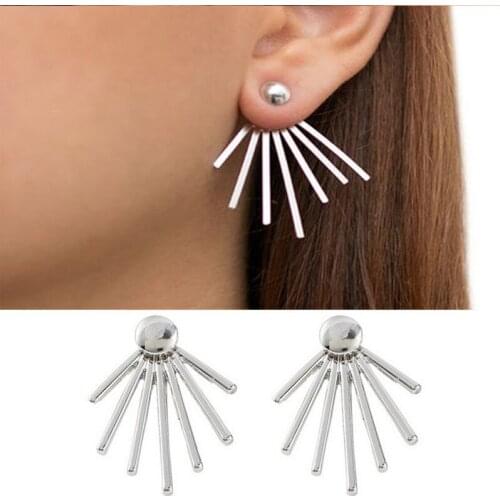 Hot Fashion Simple Gold Silver Geometric Irregularity Earrings For Women Gilrs Double Sided Round Stud Earring Jewelry Wholesale