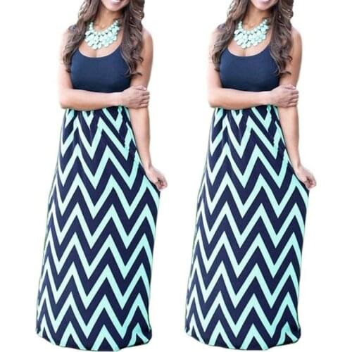 2021 Summer Striped Long Skirt Ladies Long Boho Dress Ladies Sleeveless Vest Design Fashion Dress XL Dress Beach Ladies Clothing
