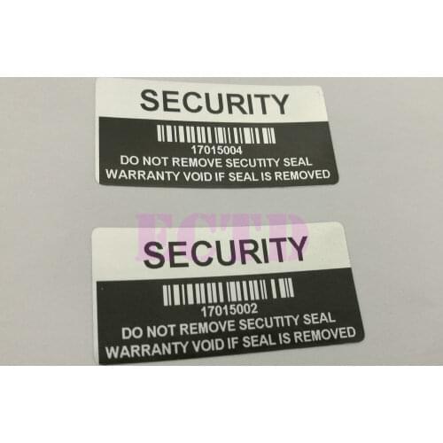 1.57'' x 0.78'' Silver VOID Security Removed Tamper Evident Warranty Sticker Serial Number 1000PCS
