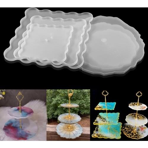 1set Three-Layer Fruit Dish Epoxy Resin Mold Tea Tray Silicone Molds Storage Tray Mould For DIY UV Resin Coaster Accessories