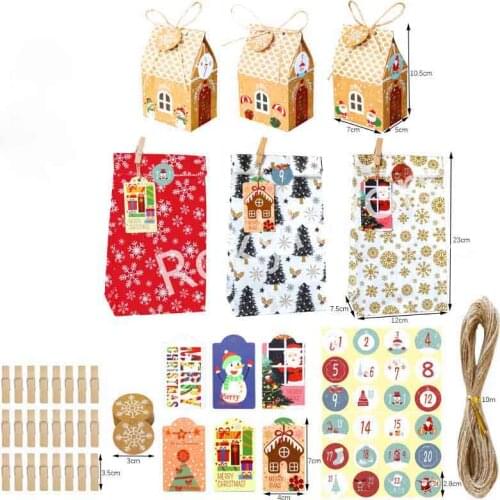 1Set (total 97pcs) Xmas Theme Candy Boxes Favors Chocolate Holders Party Sweet Paper Bag Baking Supplies Little Gift Package