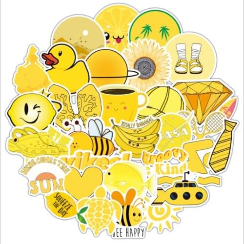 10/30/50Pcs/Set Yellow small fresh Graffiti For Snowboard Laptop Luggage Fridge Car- Styling Vinyl Decal Home Decor Stickers
