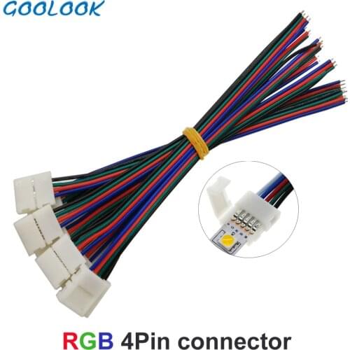 10x 4pin 10MM RGB Led Connector Wire Female Connector Cable For 5050 SMD RGB Led Strip Light Connector