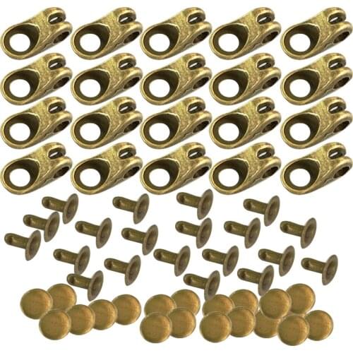 20 Set Boot Lace Hooks Metal Camp Hike Repair Safety Shoelace Buckles Bronze