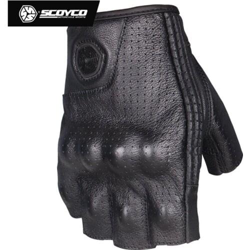 2018 Summer New SCOYCO Half Finger Motorcycle gloves MC43 retro locomotive Motorbike riding gloves made of Leather size M L XL