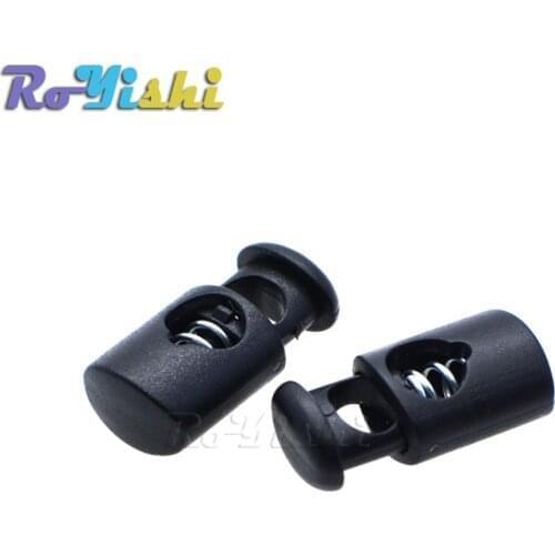 25pcs/pack Cord Lock Stopper Cylinder Barrel Plastic Toggle Clip For Garment Accessories Black