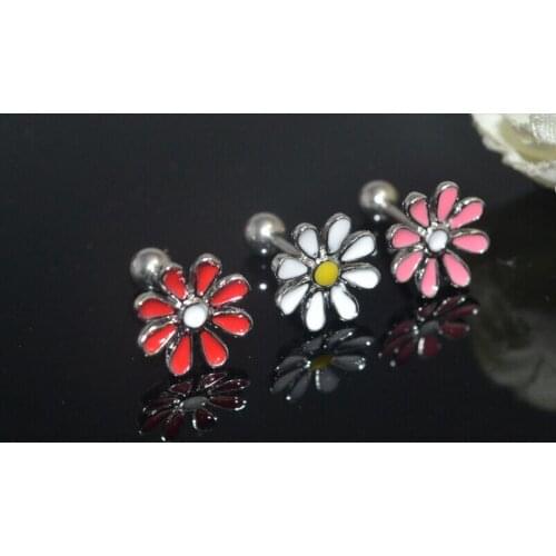 50PCS 16g~1.2mm Tragus Stud Daisy flowers Helix Upper Ear Cartilage Bar Nice