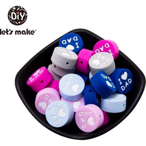 Lets Make Baby 50pc Silicone Teether I Love Dad Bpa Free Teething Round Beads Silicone Nursing Accessories Newborn Baby Teether