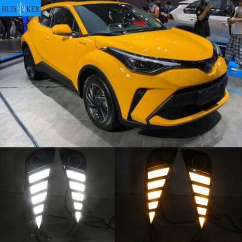 Car LED DRL Headlight For Toyota C-HR CHR 2020 2021 Turning Yellow Signal Fog Lamps Daytime Running Light Auto Daylights