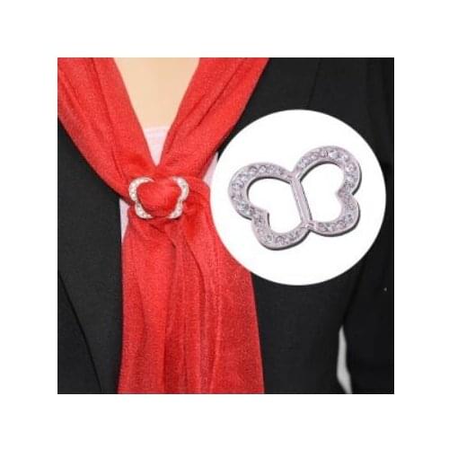 Ba045 Korean version Trendy Heart-shaped butterfly oval imitation crystal Scarf buckle Womens jewelry accessories