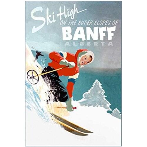 Banff Alberta Snow Ski Travel Tin Sign Metal Sign Bar Pub Garage Diner Cafe Home Wall Decor Home Decor Art Poster Retro20x30