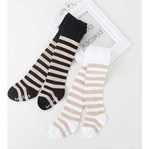 White/black gold stripe design newborn baby girls pantyhose fall cotton stripe infant kids stocking for girls pants toddler meia