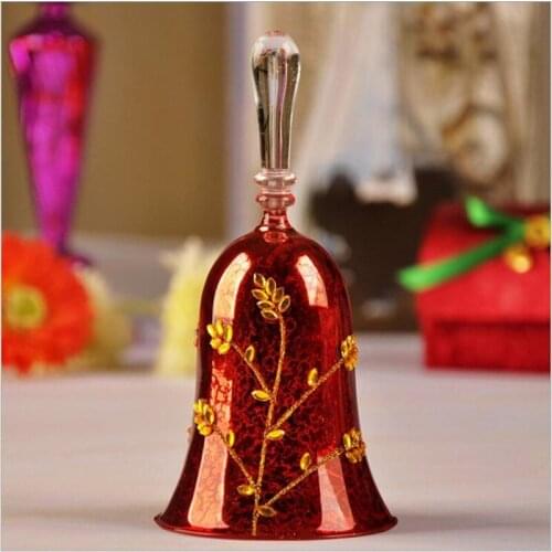 Free Shipping 2pcs/pack Happy Red Series Glass Dinner Bell Home Decorative Wedding Friend Favor Gift