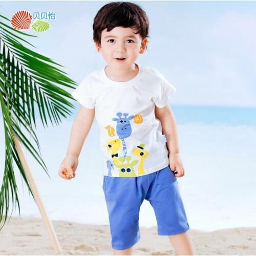 Bornbay 2 Pieces baby clothes set Cotton suit cartoon summer short sleeve t-shirt+pants suit soft cotton print for boys clothes
