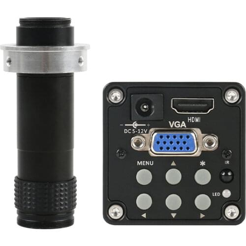 14MP 720P 60FPS HD CCD HDMI/VGA Digital Camera Industrial Video Microscope IR Remote Control+130X Zoom C-mount Lens