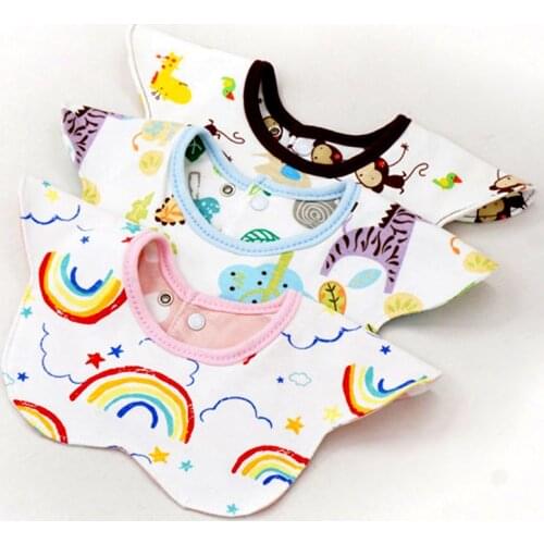 Baby 360 degrees bibs saliva towel cotton gauze newborn new round two sides with rotating bibs summer multicolor