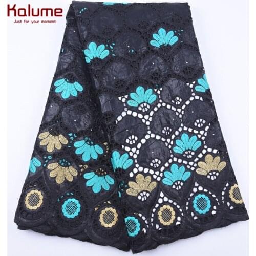 Kalume 2020 High Quality African Net Lace Fabric Nigerian Bazin Riche Punch Embroidery French Lace Fabrics 5Yards For Dress 1968