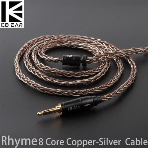 AK KBEAR-rhyme 8 Core Upgraded Copper-Silver Hybrid Earphone Cable 4.4/2.5/3.5mm Cable With MMCX/2Pin/QDC /TFZ