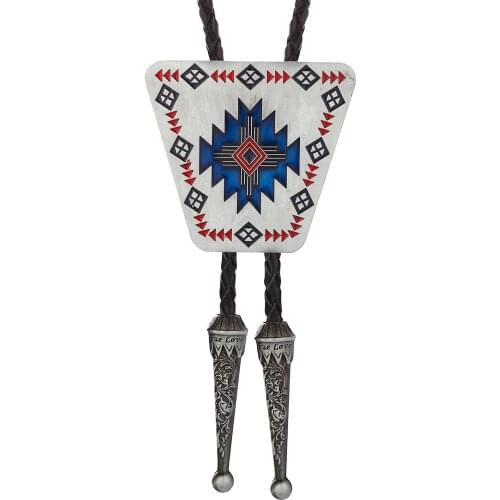 Western cowboy bolo tie shield snowflake snowflake oil zinc alloy leather collar rope