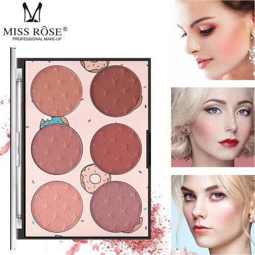 Miss Rose professional makeup blusher palette 6 colors natural color pigment powder long lasting waterproof contour powder MS191