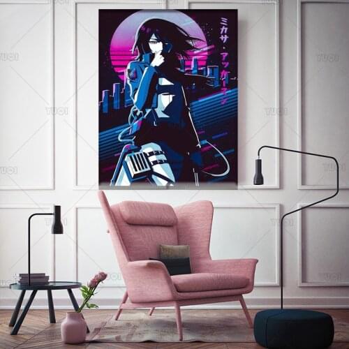 Wall Art Canvas Painting Attack On Titan Mikasa Posters HD Printed Modular Anime Pictures Home Decor Living Room Modern Artwork