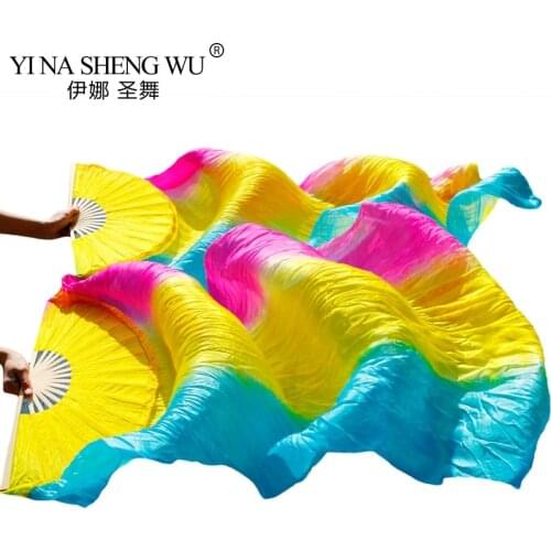 Real Silk /Imitation Silk Dance Fans 180x90cm Unisex 1Pair Dance Stage Performance Props Left+Right Belly Dance Silk Long Fans