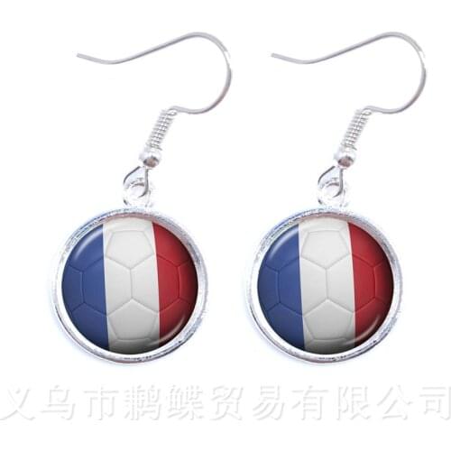 2018 New France,England,Iran,Spain,Uruguay,Tunisia,Soccer Souvenirs Glass Dome Drop Earrings For 2018 Football Cup Funs