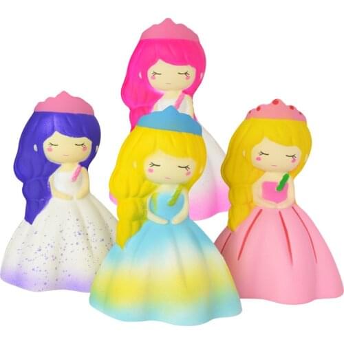 2020 NEW Cute Jumbo Colorful Princess Girl Doll Squeeze Toys Squishy Slow Rising PU Stress Reliever Wreak Toy 14*10.5 CM
