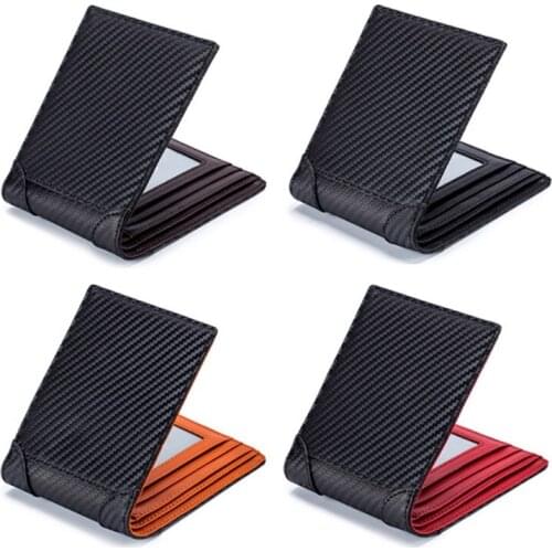 High Quality New Men RFID Blocking Wallet Vintage Leather Short Purse Business Bifold Coin Change Pocket with ID Window
