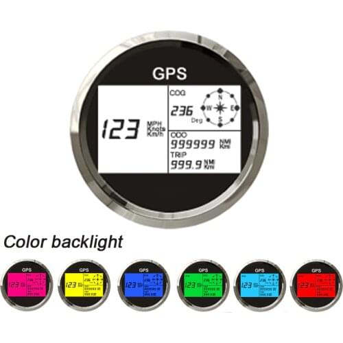 Update 85mm Color Backlight Car GPS Speedometer MotorcycleTruck Boat Digital LCD Speed Gauge Knots Compass with GPS Antenna