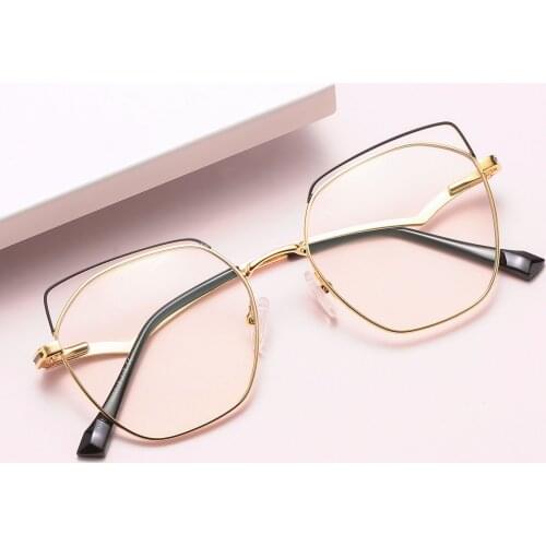 Womens Computer Glasses Blue Light Blocking Eyeglasses Anti Blue Ray Oversized Eyewear Frames Metal Cateye Spectacles for Women