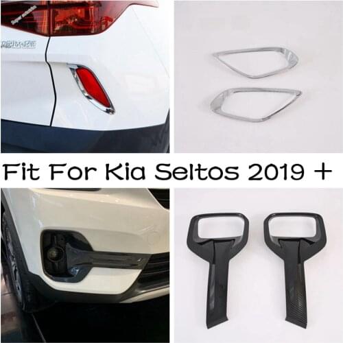 Front Rear Bumper Fog Lights Foglight Lamps Cover Trim Protector Decoration Car Styling 2PCS Fit For Kia Seltos 2019 2020 2021