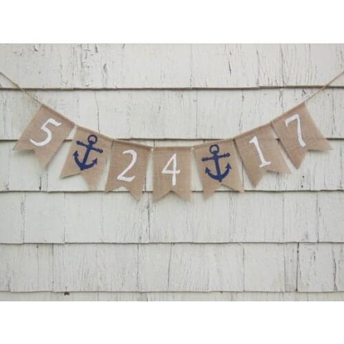 Personalized save the date nautical wedding burlap Banners bridal shower engagement party Buntings garlands Photo Prop signs
