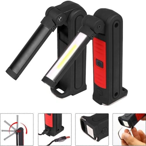 Portable 4 Mode COB Flashlight Torch USB Rechargeable LED Work Light Magnetic COB Lanterna Hanging Hook Lamp For Outdoor Camping