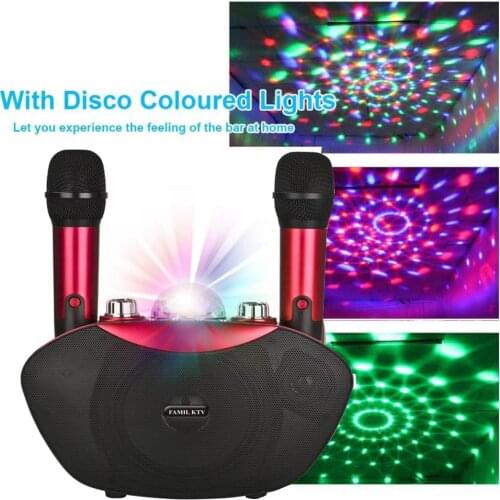 Portable outdoor home karaoke stereo wireless microphone bluetooth speaker with LED flash neon light to play music home KTV TF