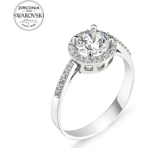 Silver 925 Sterling Swarovski Zirconia Cubic Zirconia Engagement Ring