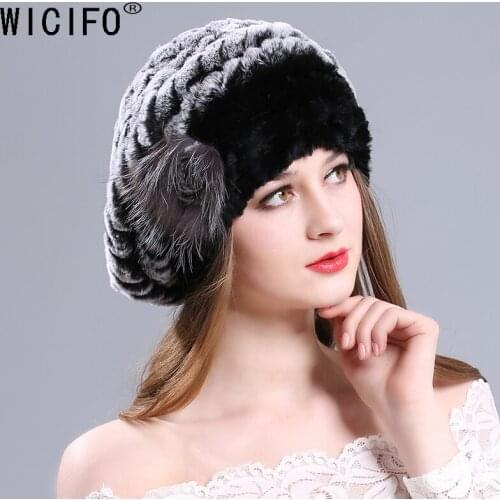 2019 Lady Winter Natural Real Rex Rabbit Fur Hat Girl 100% Rex Rabbit Fur Cap Warm Soft Knitted Genuine Fur Skullies Beanies