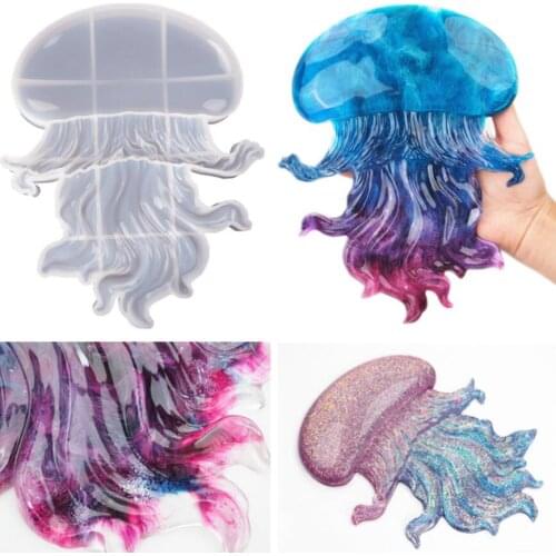 DIY Marine Life Jellyfish Crystal Epoxy Resin Mold Mirror Silicone Mold For Resin Craft