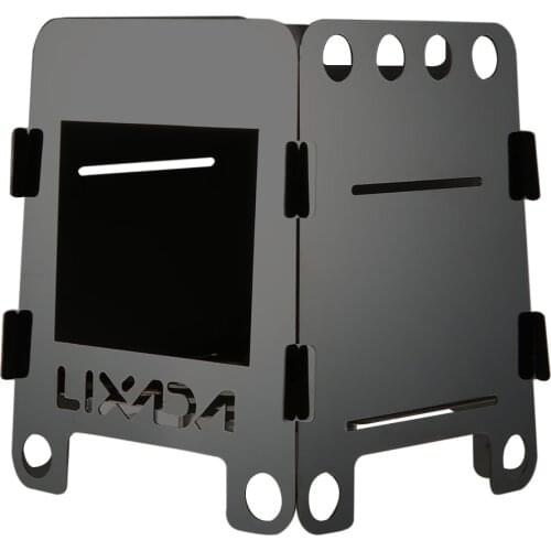 Lixada Folding Wood Stove Alcohol Stove Portable Outdoor Picnic Cook BBQ Burners Titanium Camping Stove Stainless Steel with Bag