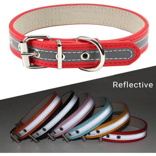 S-XXL Dog Collar Reflective Night Safety Puppy Neck Strap Metal tail hole Collars for Small Medium Large Dog Pet Product 6Colors