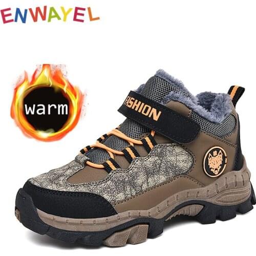 Outdoor hiking Sports girls shoes for boys winter snow Sneakers kids Children warm fur plush Childrens Casual Sneaker Girls