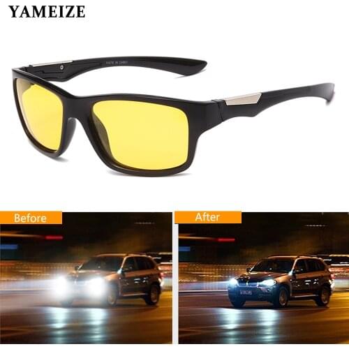 YAMEIZE Night Vision Goggles Anti-Glare Driver Glasses Vintage Sunglasses Polarized Sun Glasses Eyewear For Drving Fishing UV400