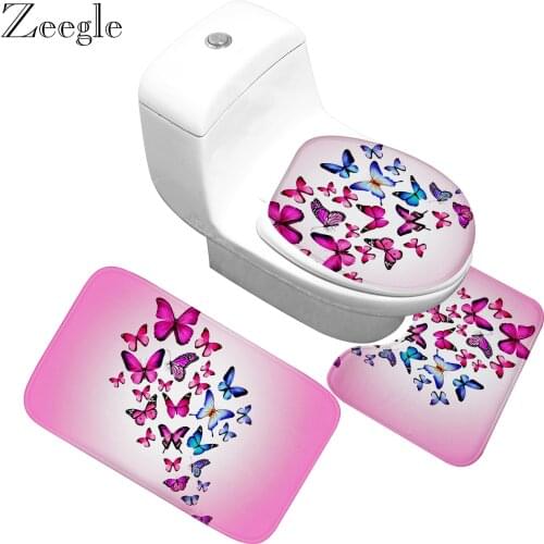 Zeegle Printed Bath Mat Thicken Memory Foam Bathroom Mat Toilet Shower Room Water Absorbing Bathroom Rug Toilet Mat for Bathroom