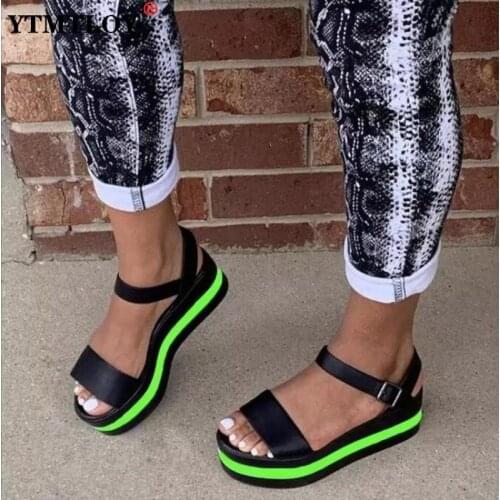 New Ladies Flat Sandals Summer Platform Sandals Mixed Colors Wedges Sandals Women 2021 Casual Light Beach Shoes Woman Size 35-43