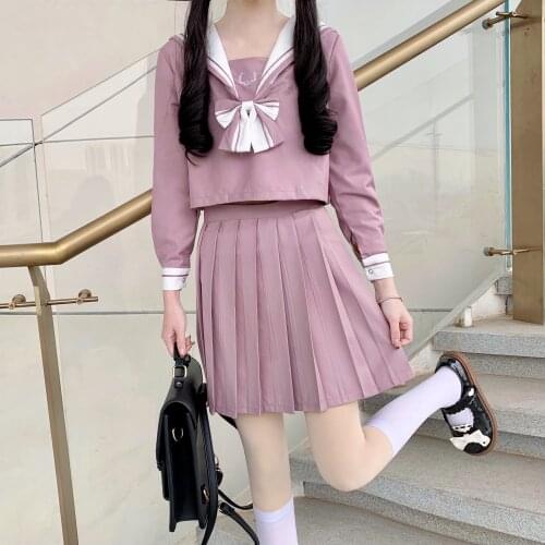 2021 New Spring Summer Women Sets Japanese Style Sweet Lolita JK Skirt Suits Short Shirt And Pleated Mini Skirt Two Piece Set