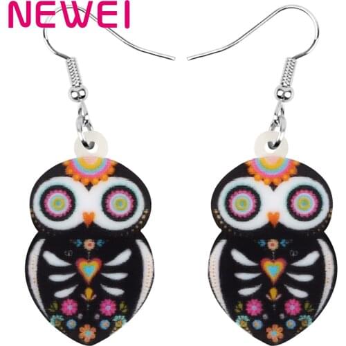Newei Acrylic Halloween Floral Owl Earrings Long Lovely Animal Dangle Drop Jewelry For Women Girls Kids Novelty Festival Gift