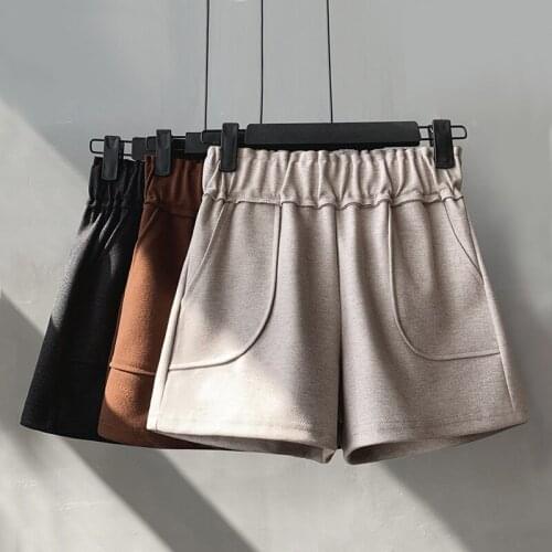 S-2xl Spring Woolen Shorts Women 2020 New Loose High Waist Wide Leg Boots Shorts For Winter Autumn Black Shorts Women