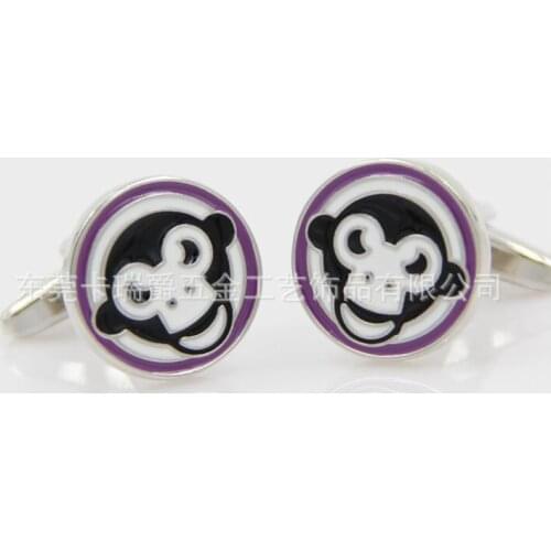 10pairs/lot Silver Round Cut Monkey Cufflinks Copper Animal Cuff Links Plating Cuff Button Mens Jewelry Wholesale